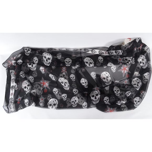 Alexander McQueen Silk Chiffon STAR SKULL Scarf - Picture 3 of 9